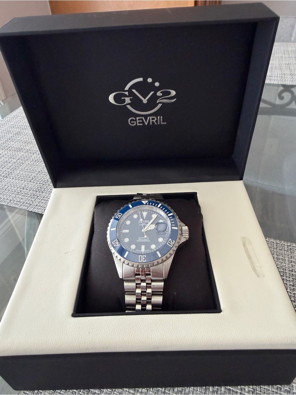 Gevril GV2 Men's Blue Dial Stainless Steel Bracelet Watch